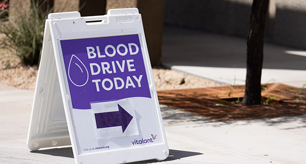 Blood drive today sign