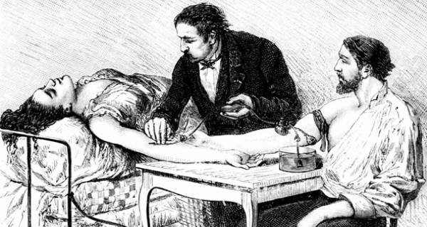 Drawing of doctor and patients
