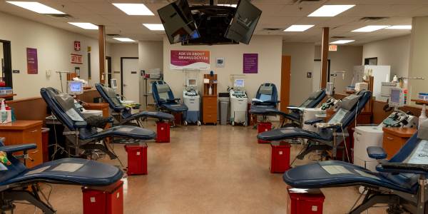 Empty Vitalant blood donation beds