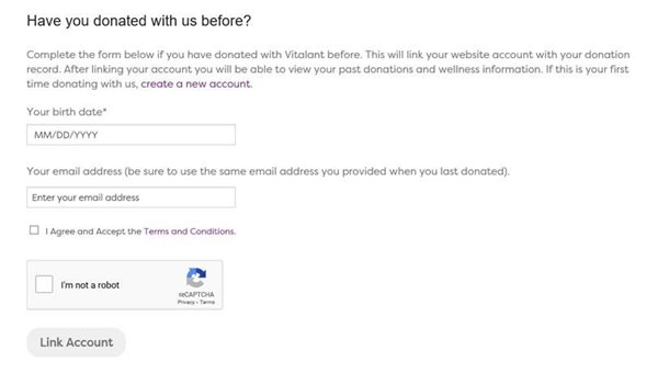Screenshot showing linking account form