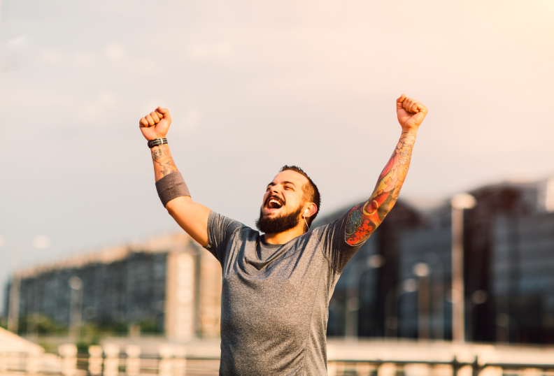Man finishing a race