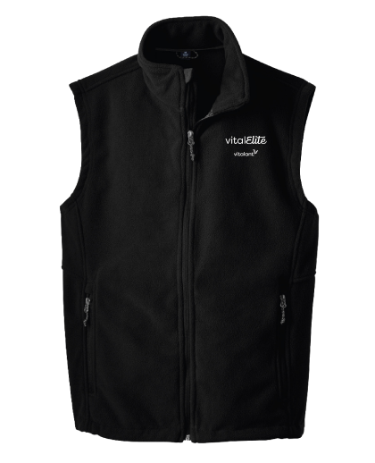 Black zipper vest with Vital Elite logo on the left chest